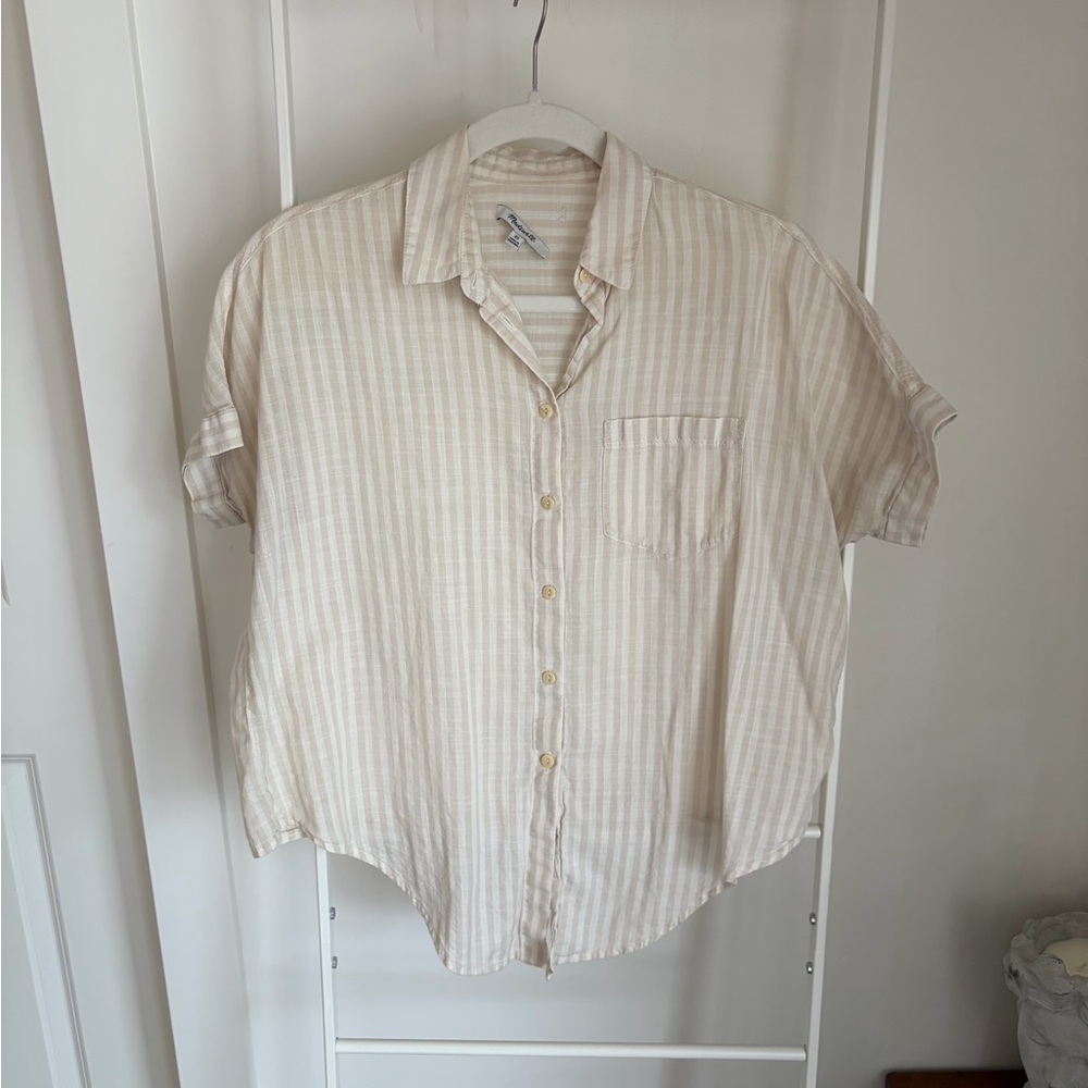 Striped Short-Sleeve Oversized Button down shirt - Festival Stagecoach Coachella
